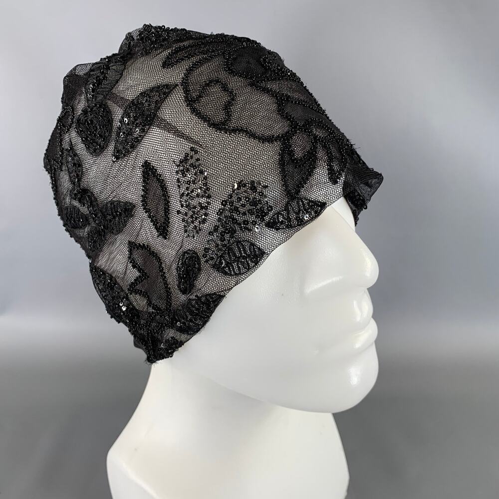 RALPH LAUREN Black Sequined Mesh Hats